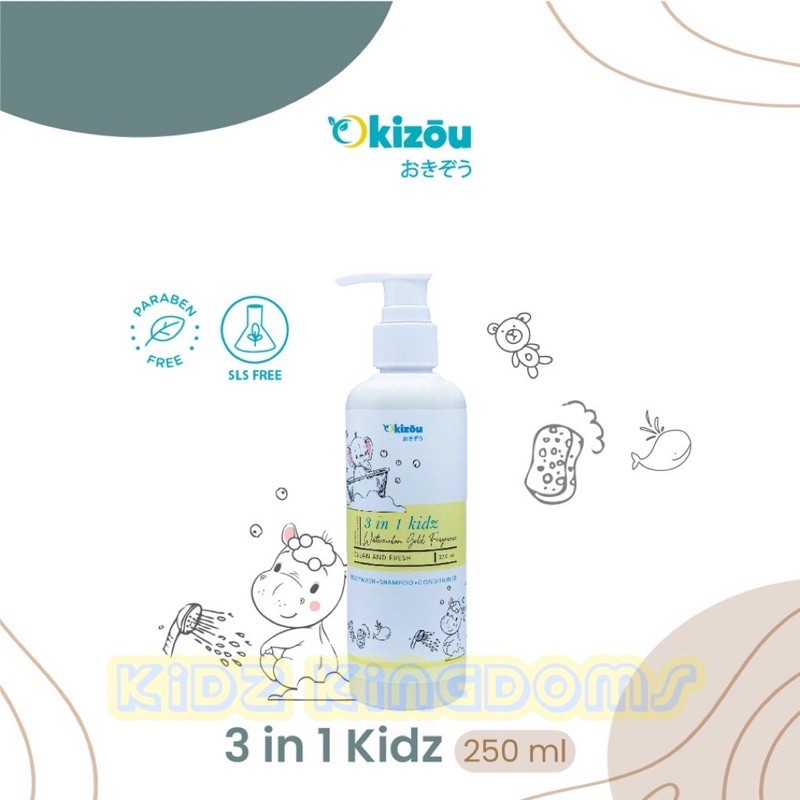 Shampoo 3 in 1 Anak OKIZOU - Shampoo Conditioner Body Wash 250 ml