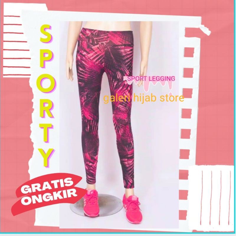 LEGGING SENAM MOTIF / LEGGING SPORT PANJANG / CELANA SENAM YOGA FITNESS MOTIF