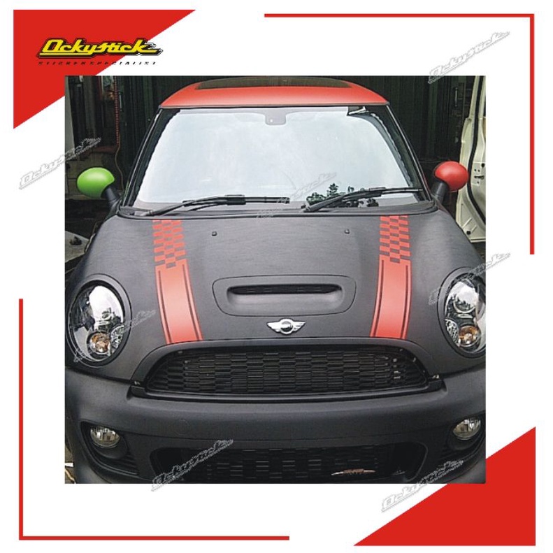 cutting sticker Kap Mesin Mini Cooper stiker mobil