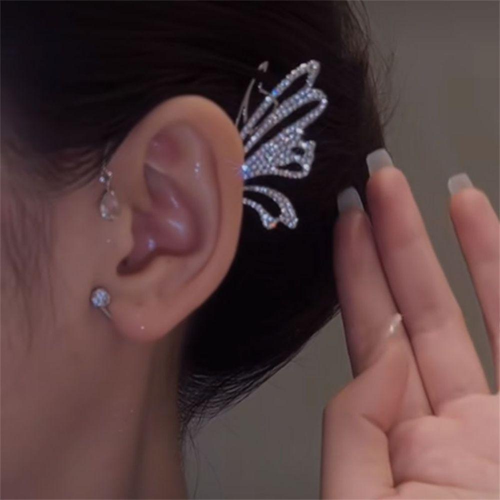 Lily Kupu-Kupu Telinga Manset Perhiasan Fashion Tanpa Tindik Zirkon Anting