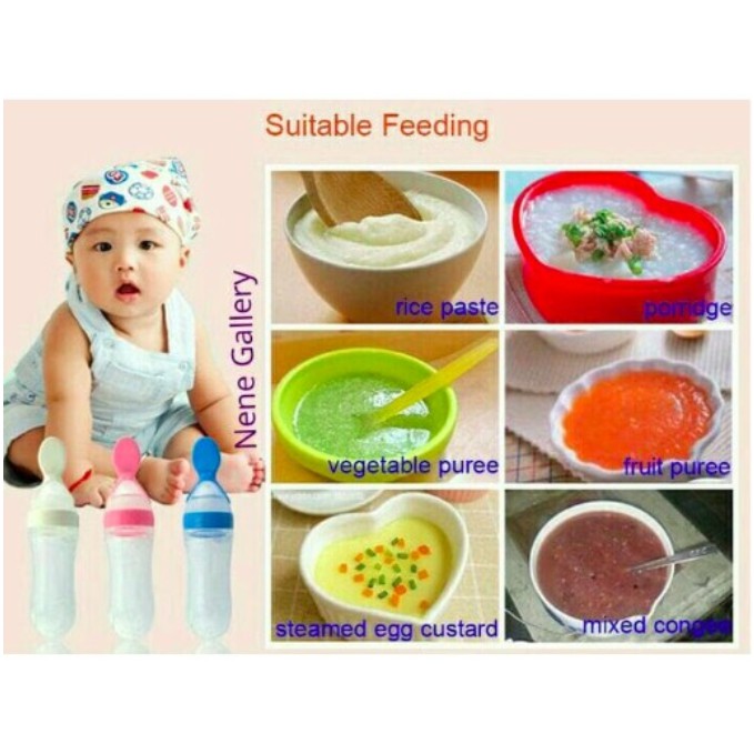 Ruzain Mall | Sendok Makan Bayi MPASI | Botol Silicone Baby Feeding Bottle 90 ML | Botol MPASI Bayi