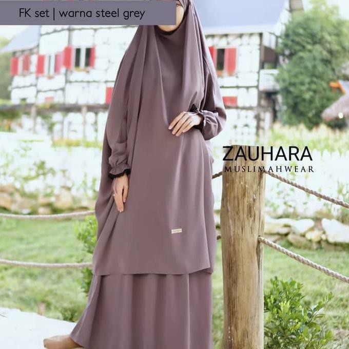 ► TERLAKU SETELAN SYARII► FRENCH KHIMAR ZAUHARA STEEL GREY - STEEL GREY, S EKONOMIS