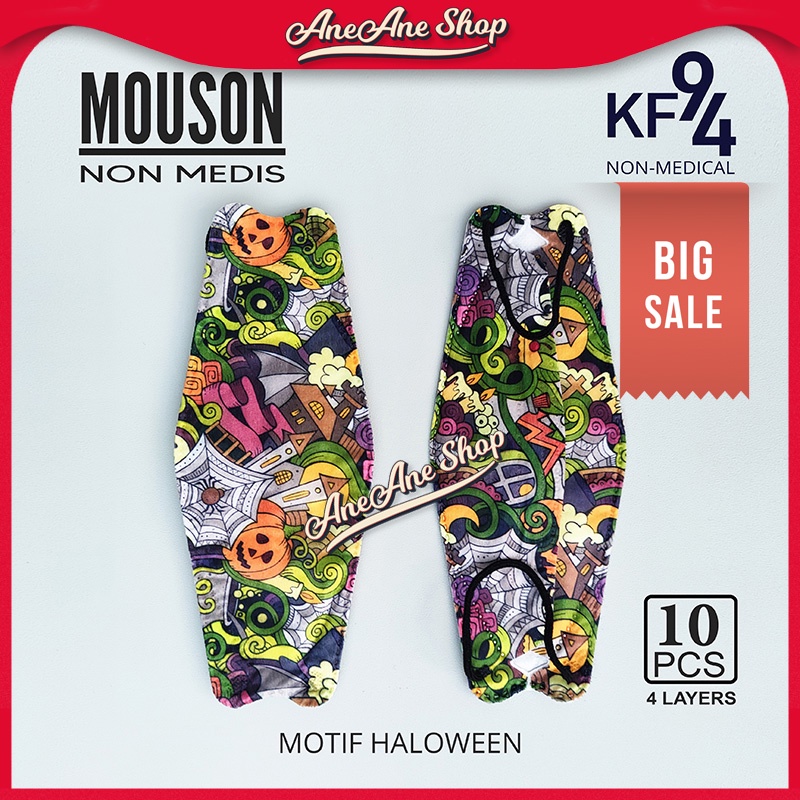 Masker Mouson KF94 Motif Haloween isi 10 Masker Non Medis Sekali Pakai 5 ply