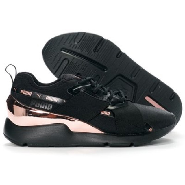 SEPATU PUMA MUSE X-2 METALLIC W Rose Gold black