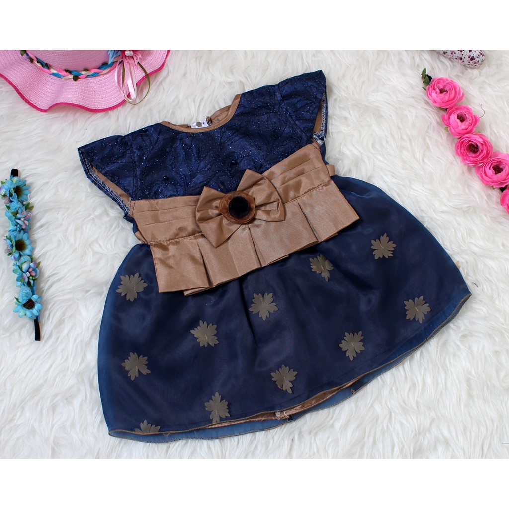 Dress kids jolin/Baju Brukat Anak/ Dress Anak Motif Bunga Jait Masa Kini