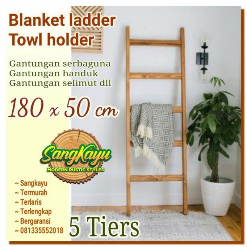 Gantungan handuk kayu towl holder rak handuk blanket ladder hanger 180