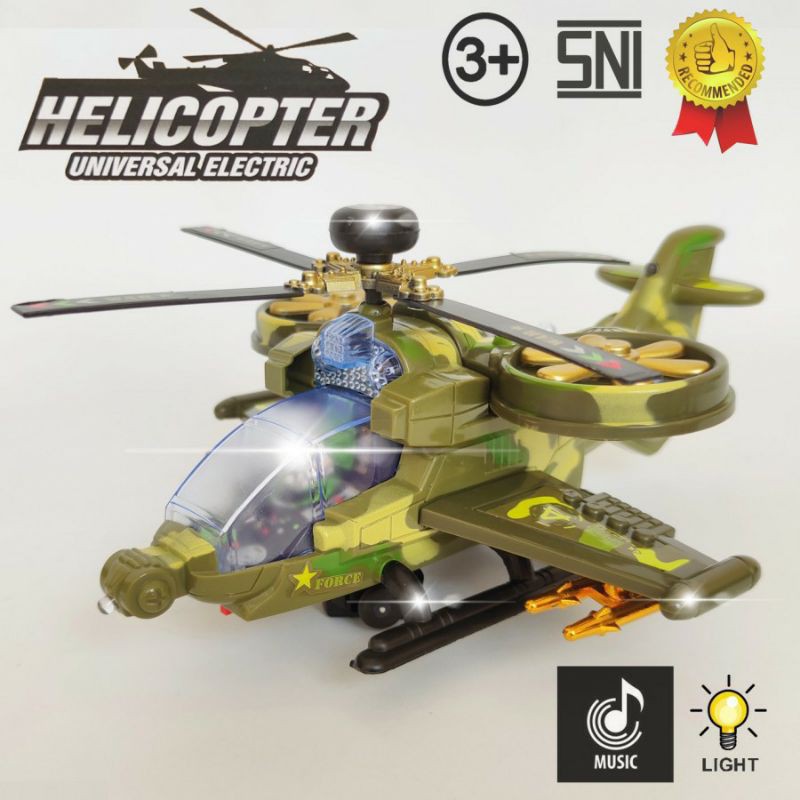 Mainan Helikopter Army Pesawat Tempur Baling Baling putar