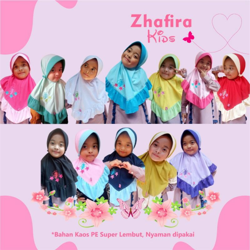hijab jilbab kerudung anak bergo bahan kaos Fe size usia 1-8 tahun | bisa pakai nama | bisa COD