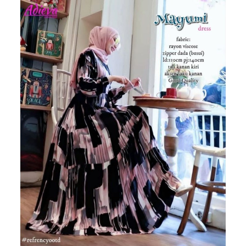 Mayumi dress - dress dengan tali dan saku - gamis mayumi