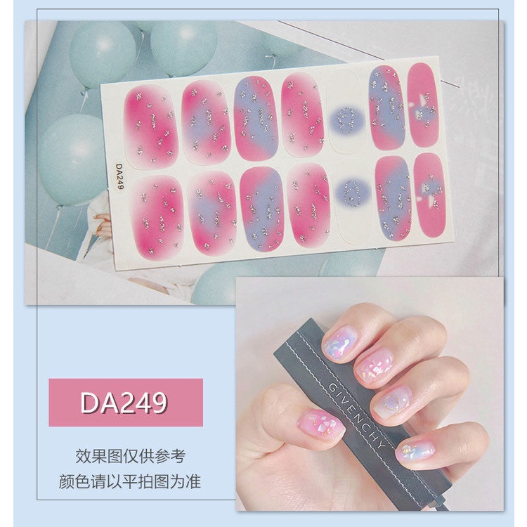 DA 14Pcs/Set Stiker Kuku Desain Bermotif High End Berlian Mutiara Permata Warna-Warni Untuk Tempel Tahan Air Tahan Lama Menicure Stickers Korea Self Adhesive Fashion Sticker kuku Full Aksesoris Dapat Kupas Mudah Digunakan Dan Dilepas Anti Air Nail Art