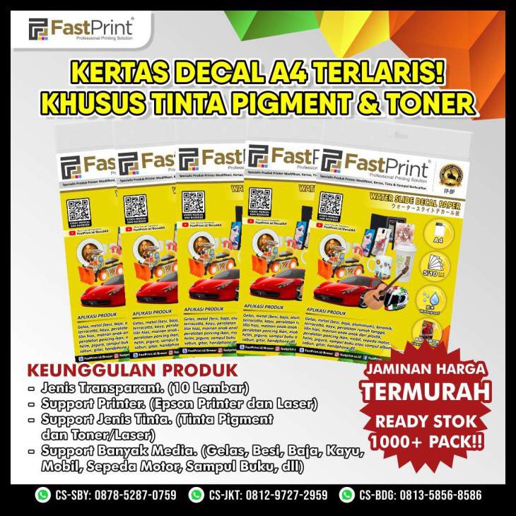 

HOT DEAL FAST PRINT KERTAS WATER SLIDE DECAL PAPER UKURAN A4 100 GRAM !!!!