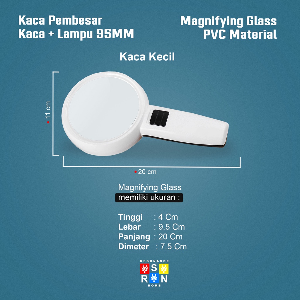 Kaca Pembesar Dengan 3 Lampu LED / Magnifier Glass 95MM Resonance Home