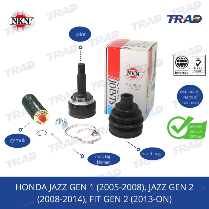 CV Joint AS Roda Luar NKN Honda Jazz/Fit gen 1, 2