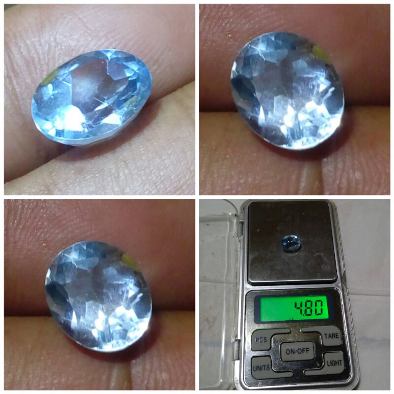 Batu Mulia Natural Sky Blue Topaz Asli Alam Ori Ada Jamrud Moonstone Cat Eye Biduri Bulan Citrine Qu