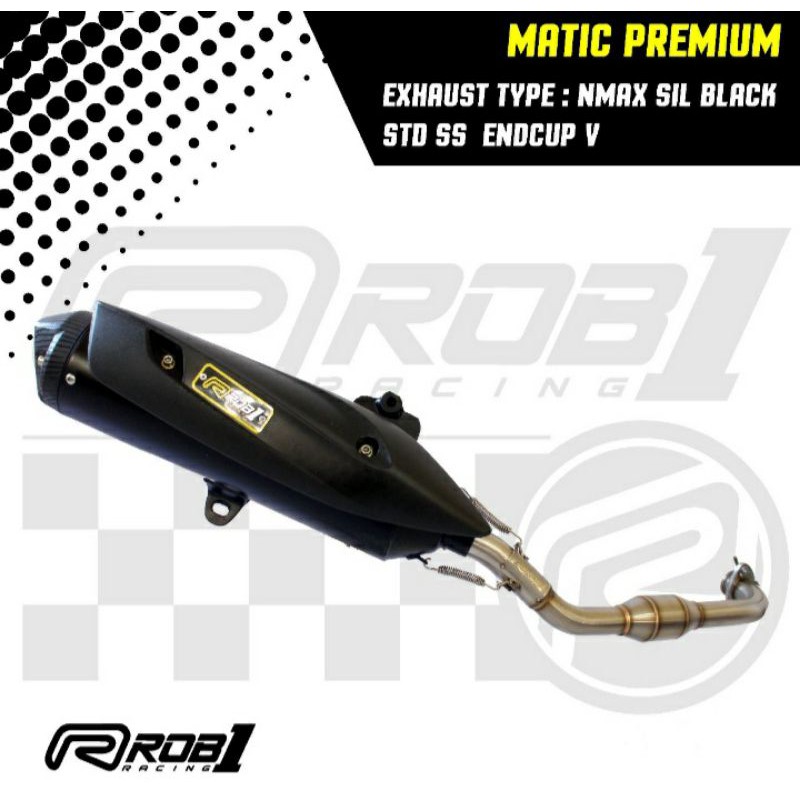 knalpot Nmax rob1 type V black ss cover  power boom stainless original racing mega bomb nmax old