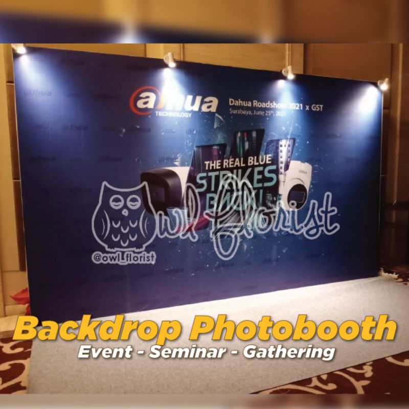 Sewa Backdrop Photobooth Panggung Acara Surabaya Event Seminar Gathering Jasa Roadshow Lauching | Owl Florist