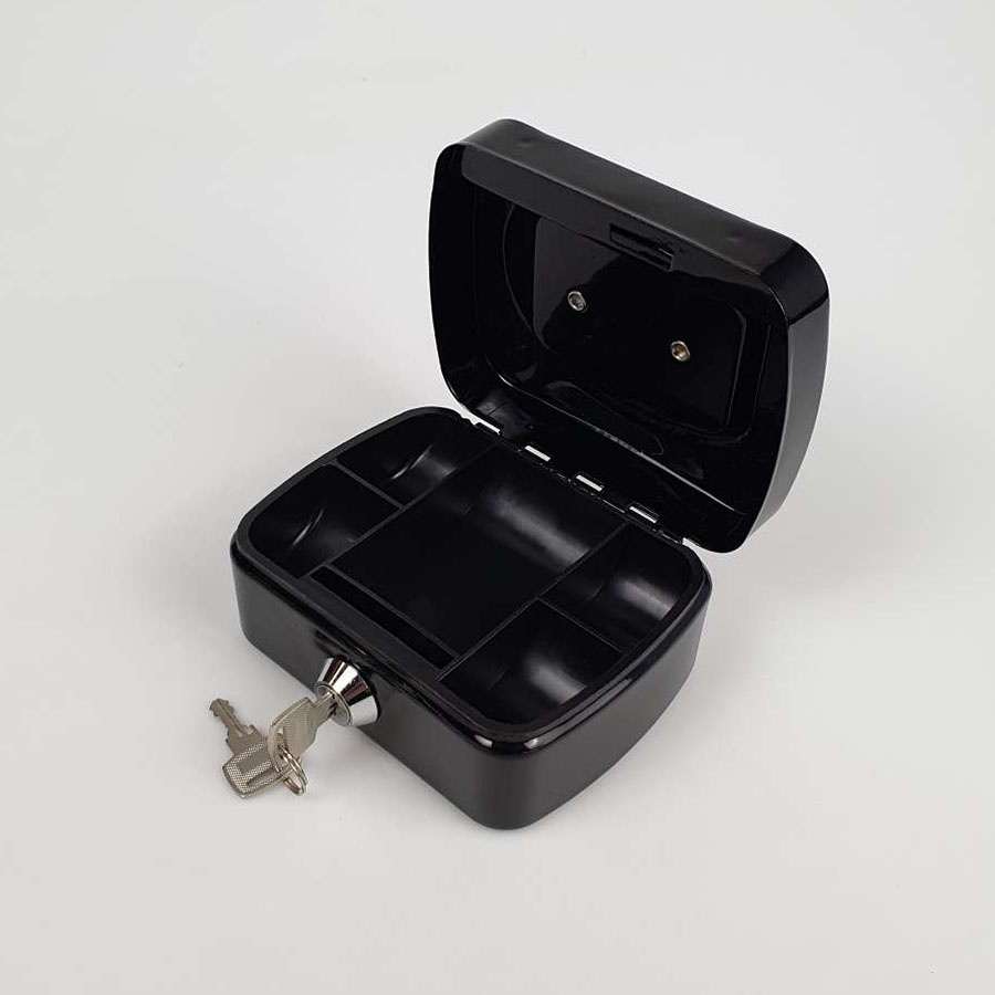 Kotak Brankas Uang Perhiasan Cash Safebox Key Lock 12.5x9.5x6cm - JJZS66 - Black