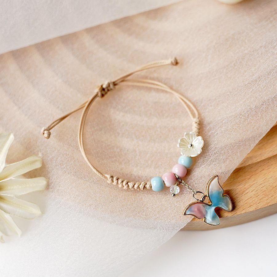 Gelang Tali Kepang Manik-Manik Butterfly Flower Warna Gradasi Gaya Elegan