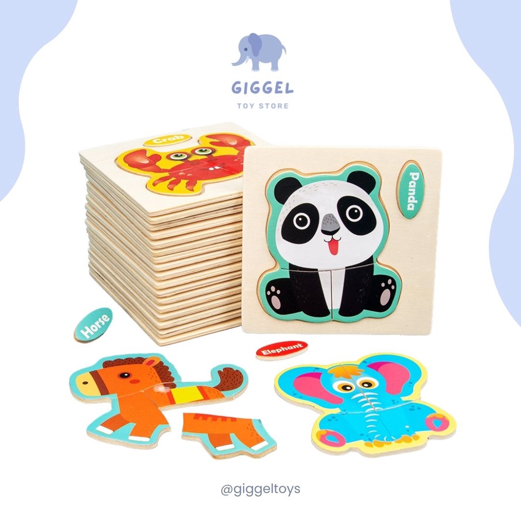 [ Giggel ] Mainan Edukasi Wooden Puzzle / Puzzle Kayu Kecil 10.5cm / Puzzle Saku / Puzzle Mini