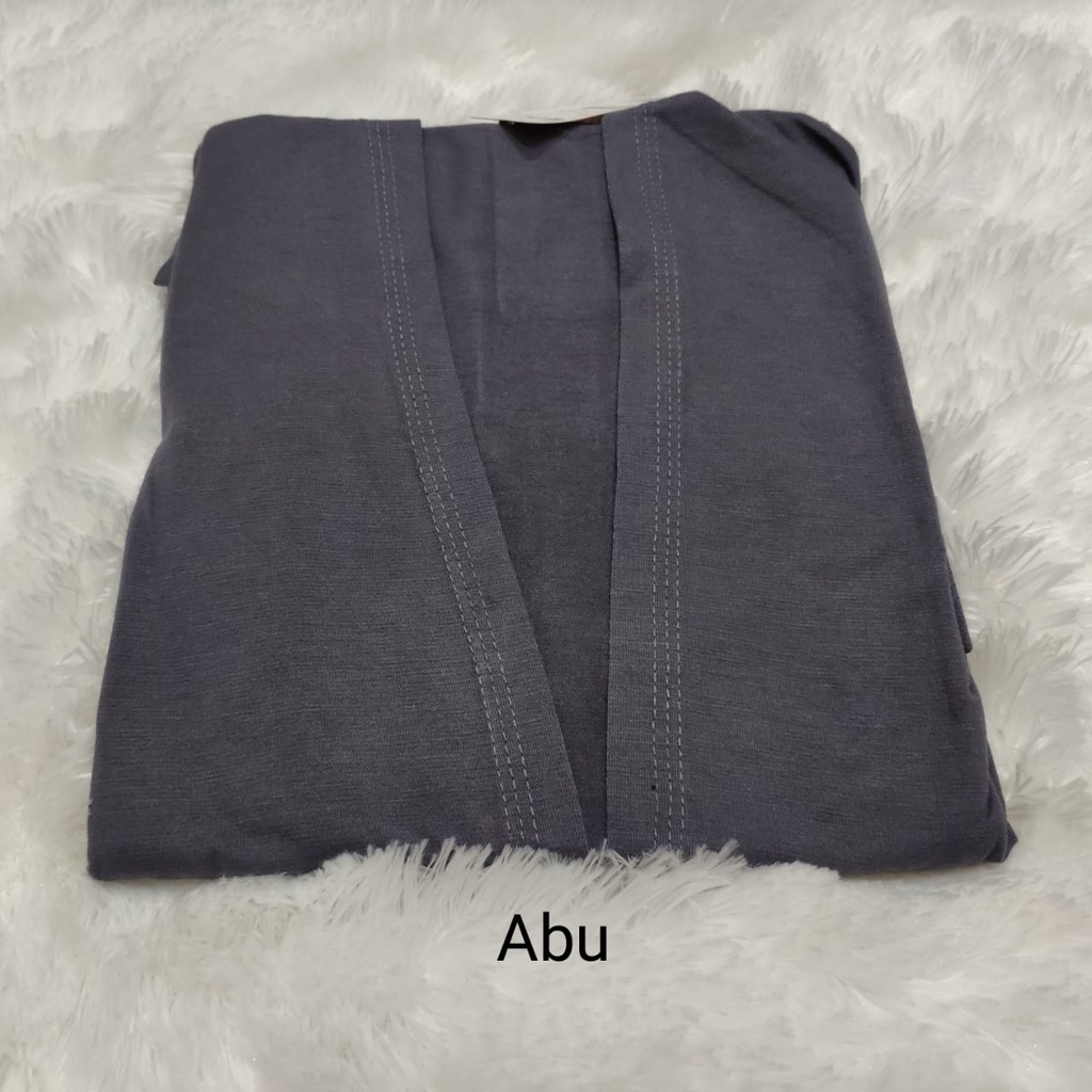 Cardigan Spandek Rayon Polos Wanita Premium Size XL-L4 Bahan Adem halus-Abu