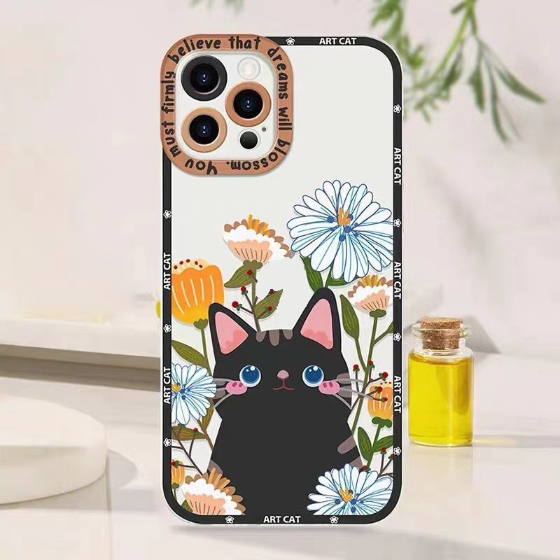 Soft Case Silikon TPU Transparan Shockproof Motif Bunga Untuk IPhone 14 13 12 11 Pro XS Max X XR 8 7 6 6S Plus