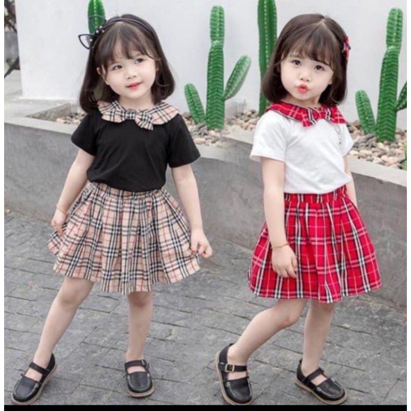 Setelan anak perempuan 1-5 tahun baju dress one set stelan setelan rok anak perempuan terbaru