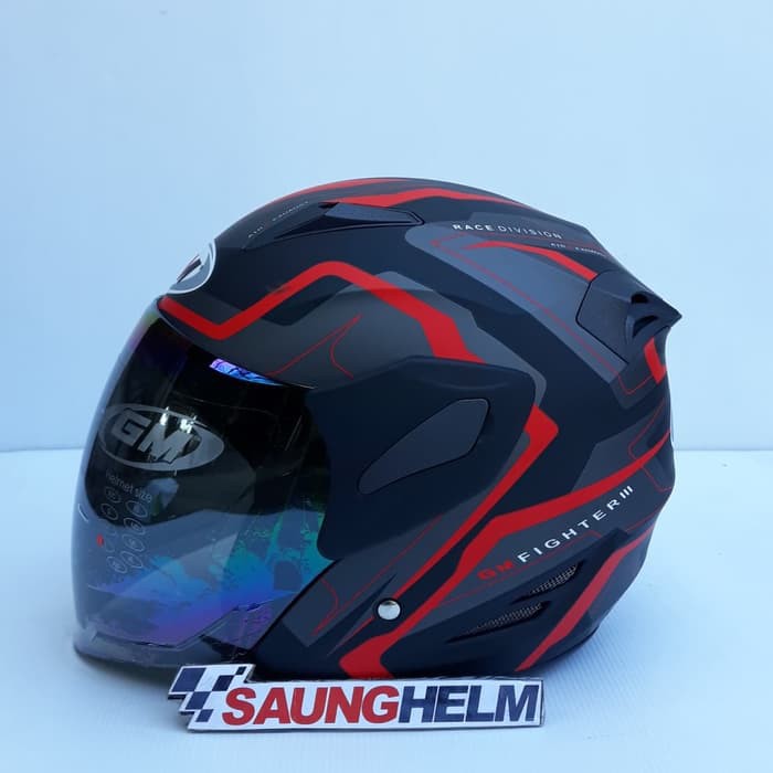 HELM GM FIGHTER MOTIF GV2 BLACK DOFF / RED