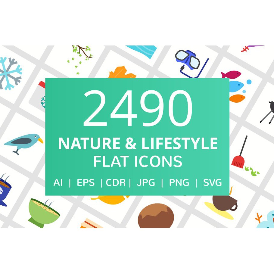 2490 Nature Lifestyle Flat Icons - Vector Designs