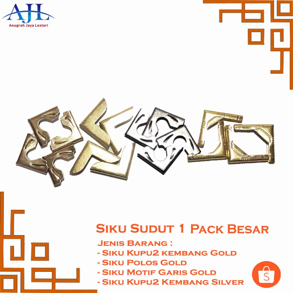 

Siku sudut besi (siku cover buku) Yasin 1 Pack Besar Emas/Perak - Gold Emas
