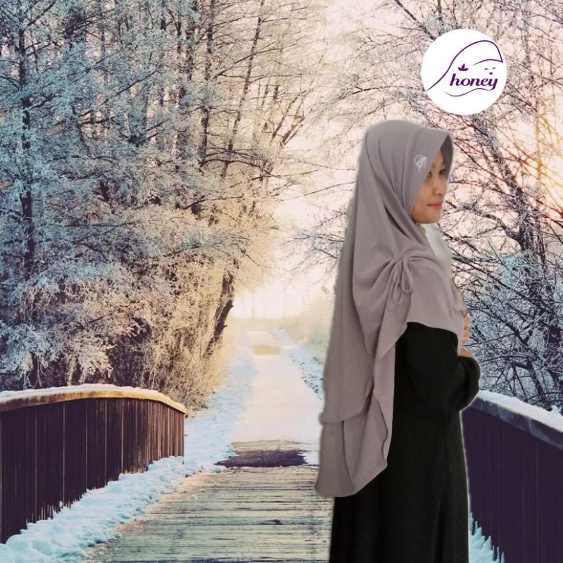 khimar 2 layer / honey hijab /ceruty babydoll / jilbab murah / khimar murah/ jilbab syari/ khimar ce