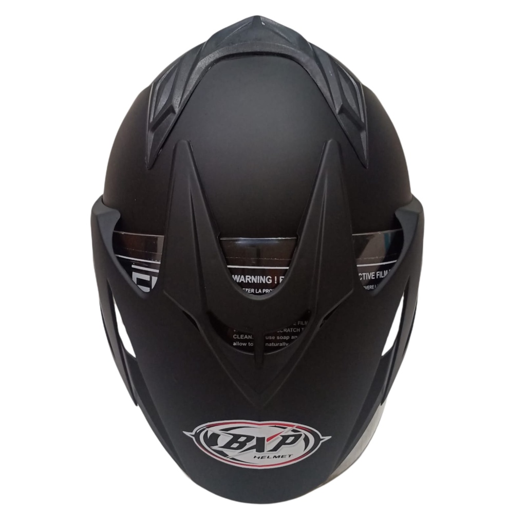 HELM DUKE SOLID BLACK DOFF DOUBLE VISOR HALF FACE MURAH SNI