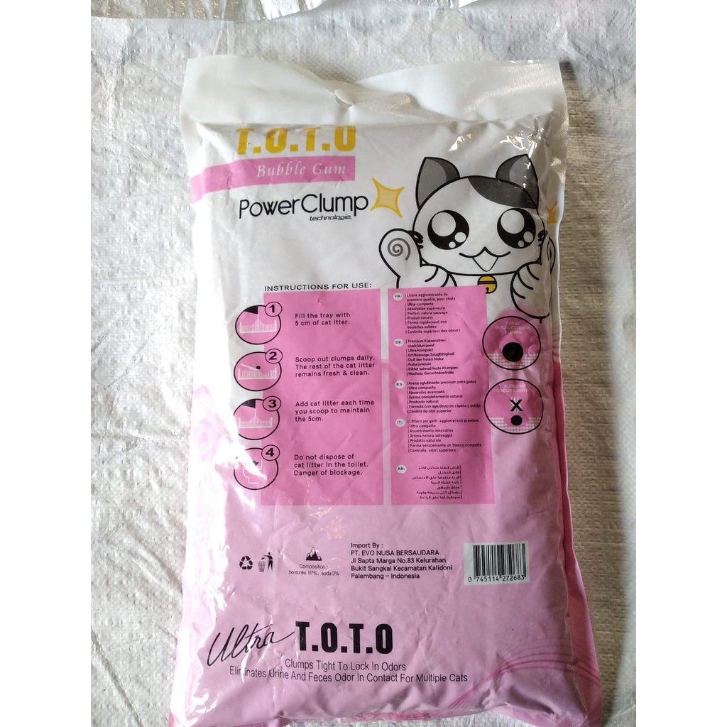 Pasir Kucing Merk TOTO 5 Liter - Gumpal Wangi