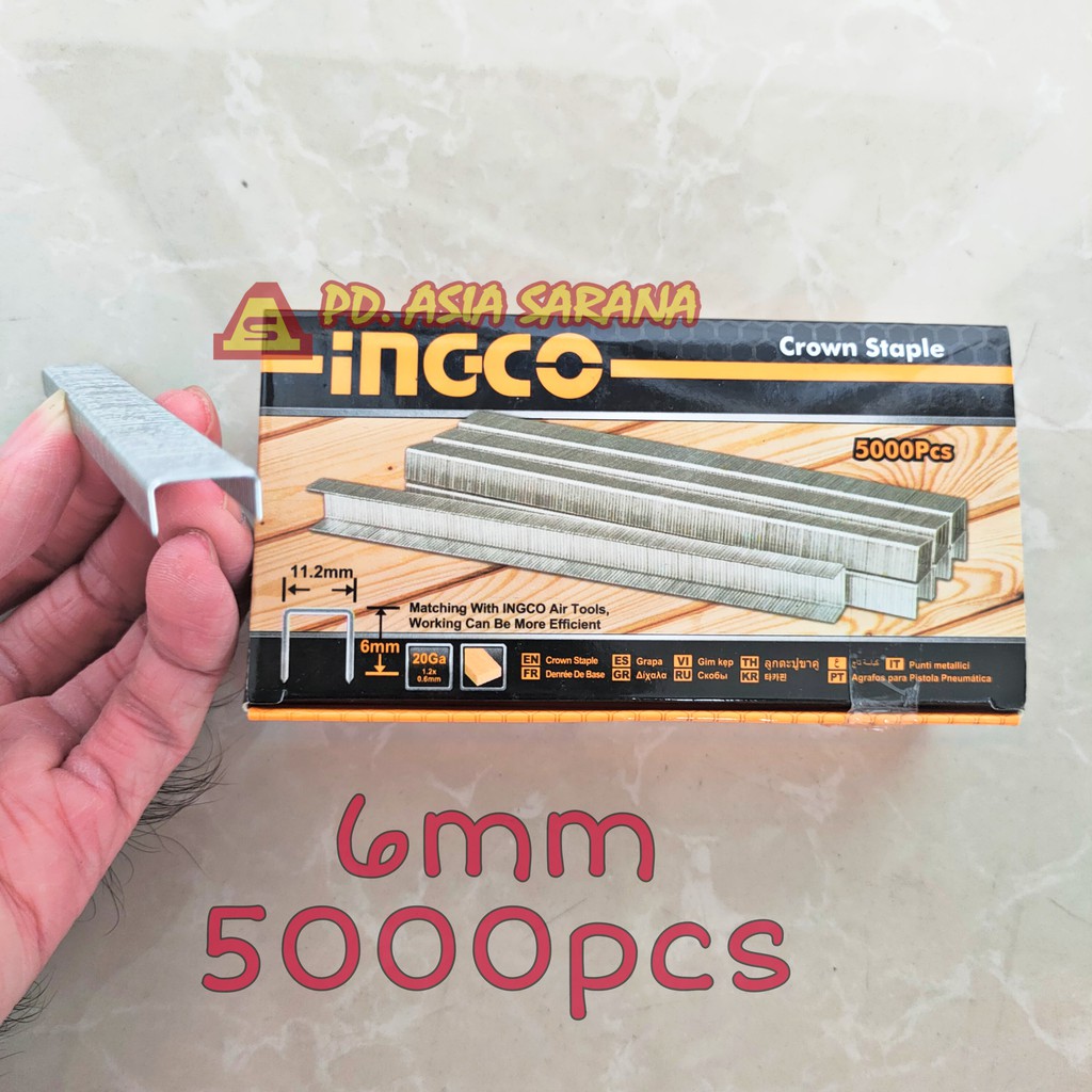 

[PACK] Crown Staple (U6) U 6mm INGCO AST20061 Isi Steples Stapler Nail