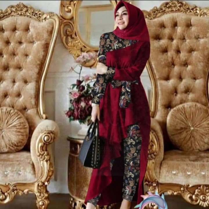 FWG - SET GAMIS BELLALUNA BATIK / STELAN GAMIS / GAMIS DEWASA / SETELAN WANITA / BAJU WANITA BARU