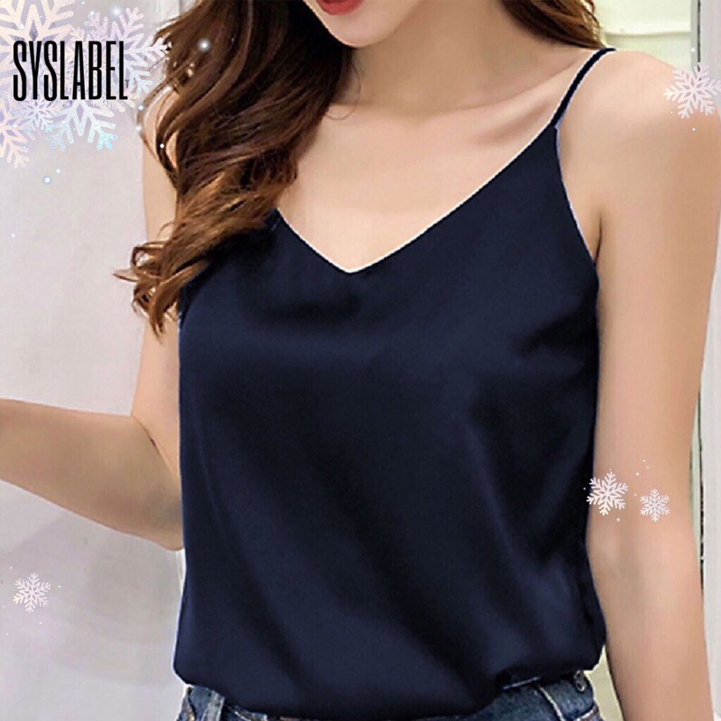 [COD] BEST SELLER Basic Tank Top Tali - Tank Top Premium - Strappy Tank-Navy