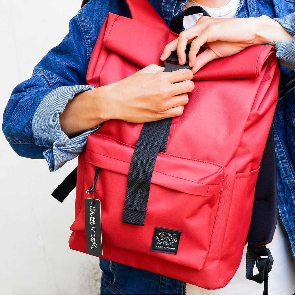 Tas Ransel Backpack Multifungsi Wanita Warna Merah