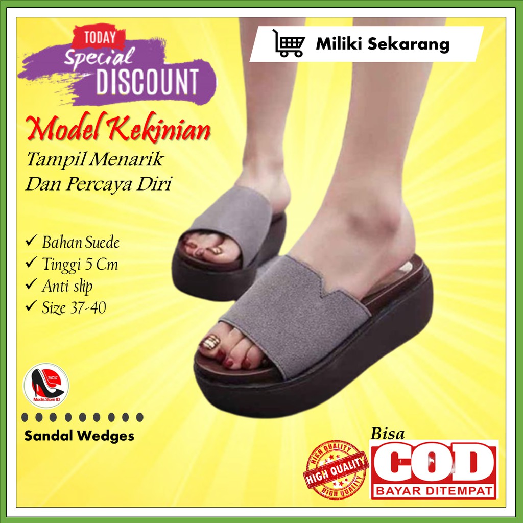 WEDGES Sendal Sandal Wedges Wejes Wedjes Weges Wadges Import Remaja Haihil Haihils Wanita MR106