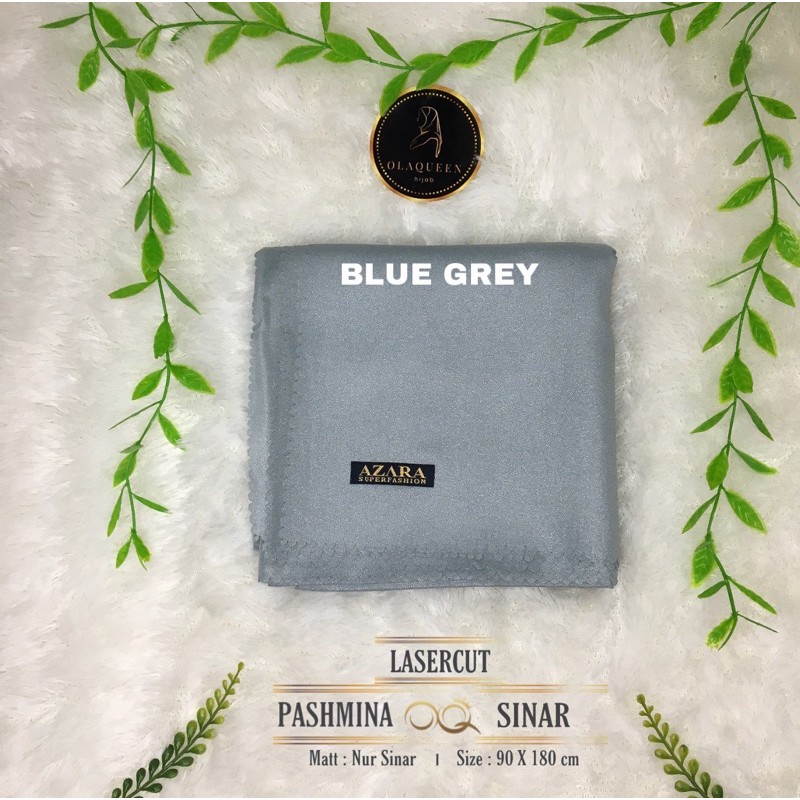 90x180cm Pashmina Glowing Nur Sinar Lasercut by Azara-BLUE GREY