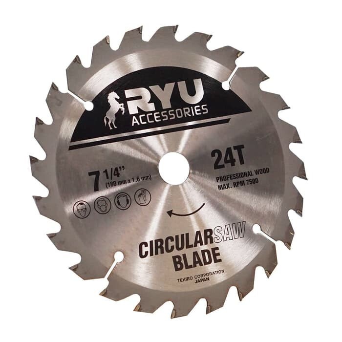 Mata Pisau Potong Kayu Mata Gergaji Kayu triplek TCT 7 inch X 24T RYU Wood Circular Saw Blade