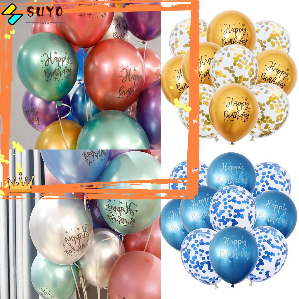 Suyo 10pcs / Set Balon Foil Metalik 12 &quot;Untuk Dekorasi Ulang Tahun