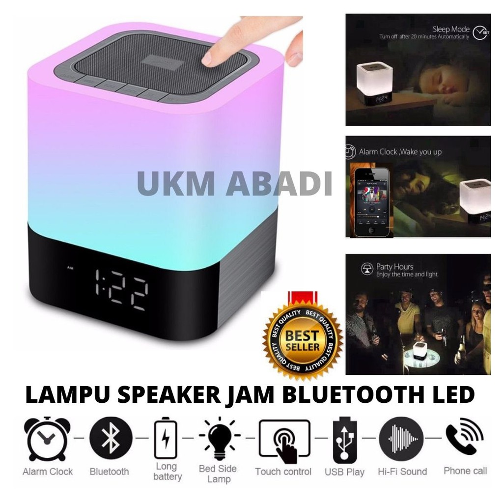 Speaker Jam Alarm Bluetooth Lampu Tidur LED Light 111130