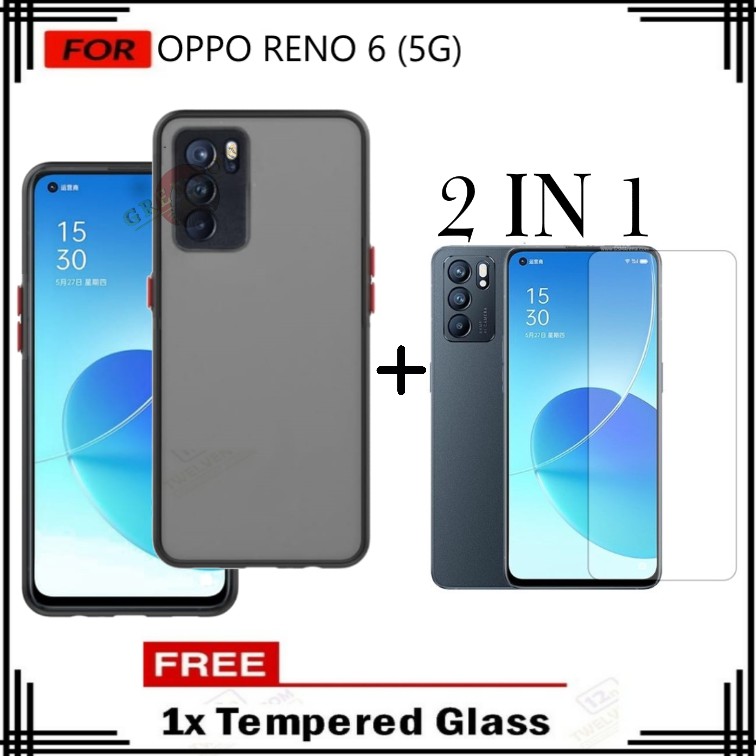 PROMO CASE OPPO RENO 6 (5G) CASE FREE TEMPERED GLASS PREMIUM ANTI BEKAS SIDIK JARI