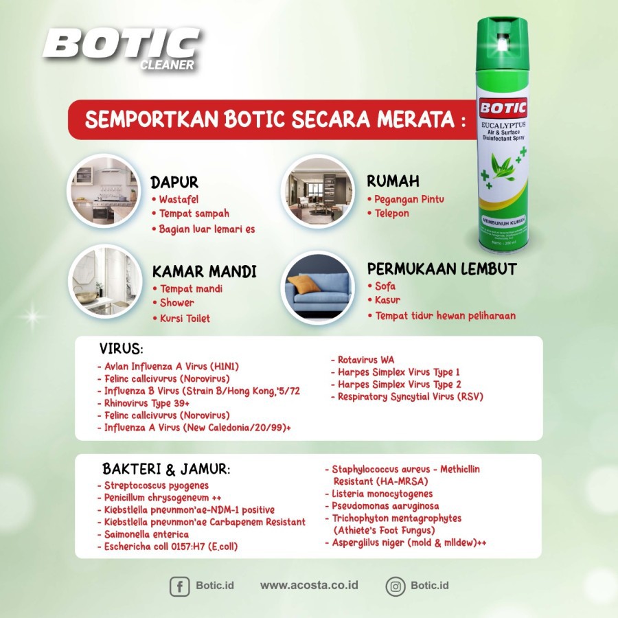 Disinfectant Spray Eucalyptus BOTIC 200ml - Desinfektan anti bakteri dan kuman