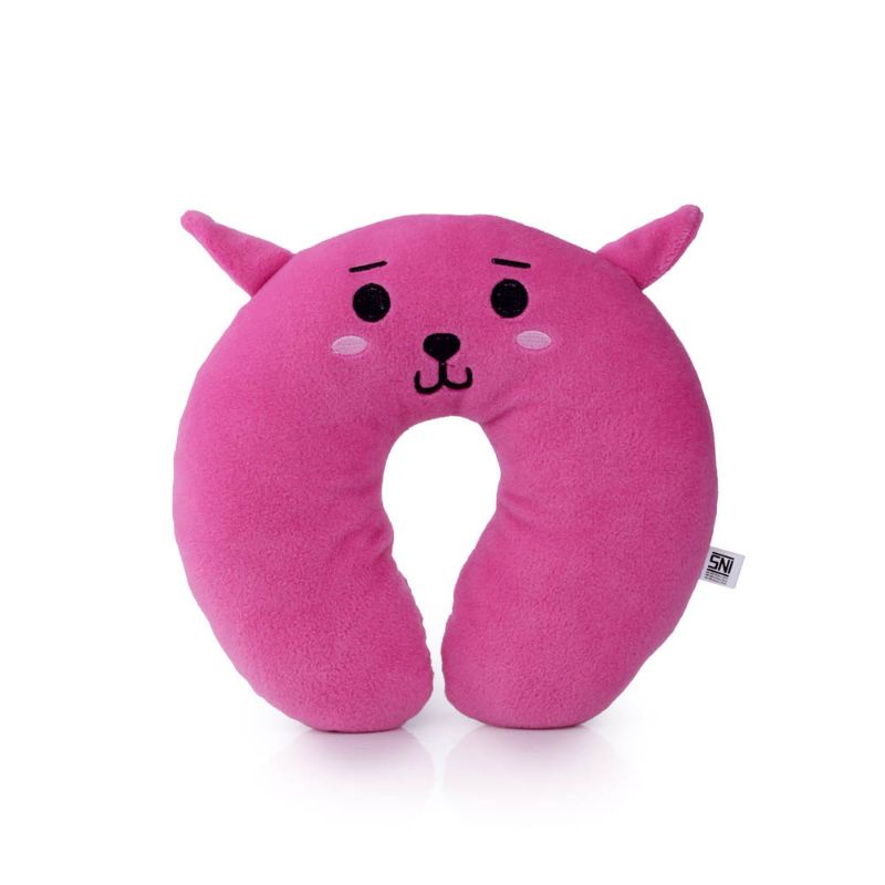 Bantal Leher Pink Berlabel SNI Bahan Premium | Bantal Leher Cantik Lucu Lembut Ditangan Bahan Velboa Berkualitas