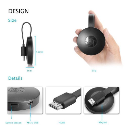 HDMI Dongle Chromecast Anycast Receiver Wifi / chromecast Colokan Port hdmi Dongle Chromecast Miracast 4K HD Wifi G2F Display Video TV Streaming Mirascreen Airplay 1080P