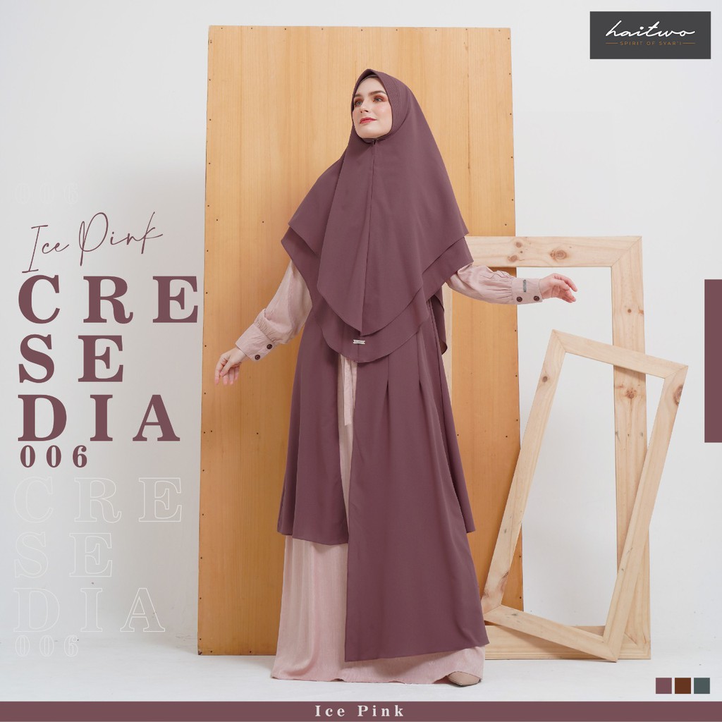 Haitwo Cresedia 006 Gamis Set Syari Bahan Jacquard Mix Ceruti Dress Wanita Muslimah Jubah Syari