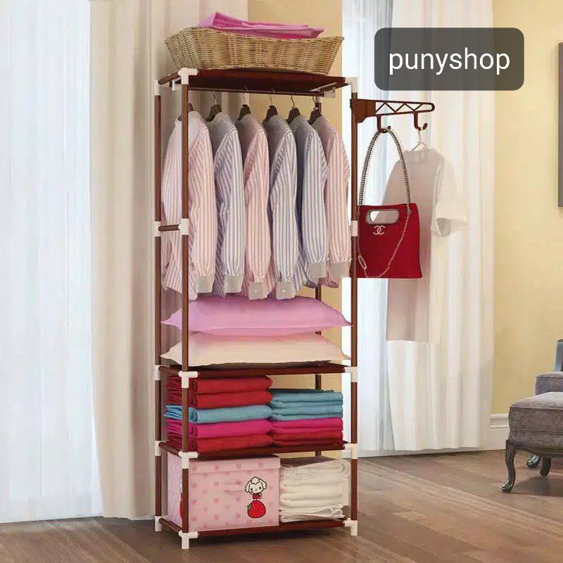RAK BAJU SUSUN BONGKAR PASANG/LEMARI PAKAIAN PORTABLE/SQUARE CLOTH RACK
