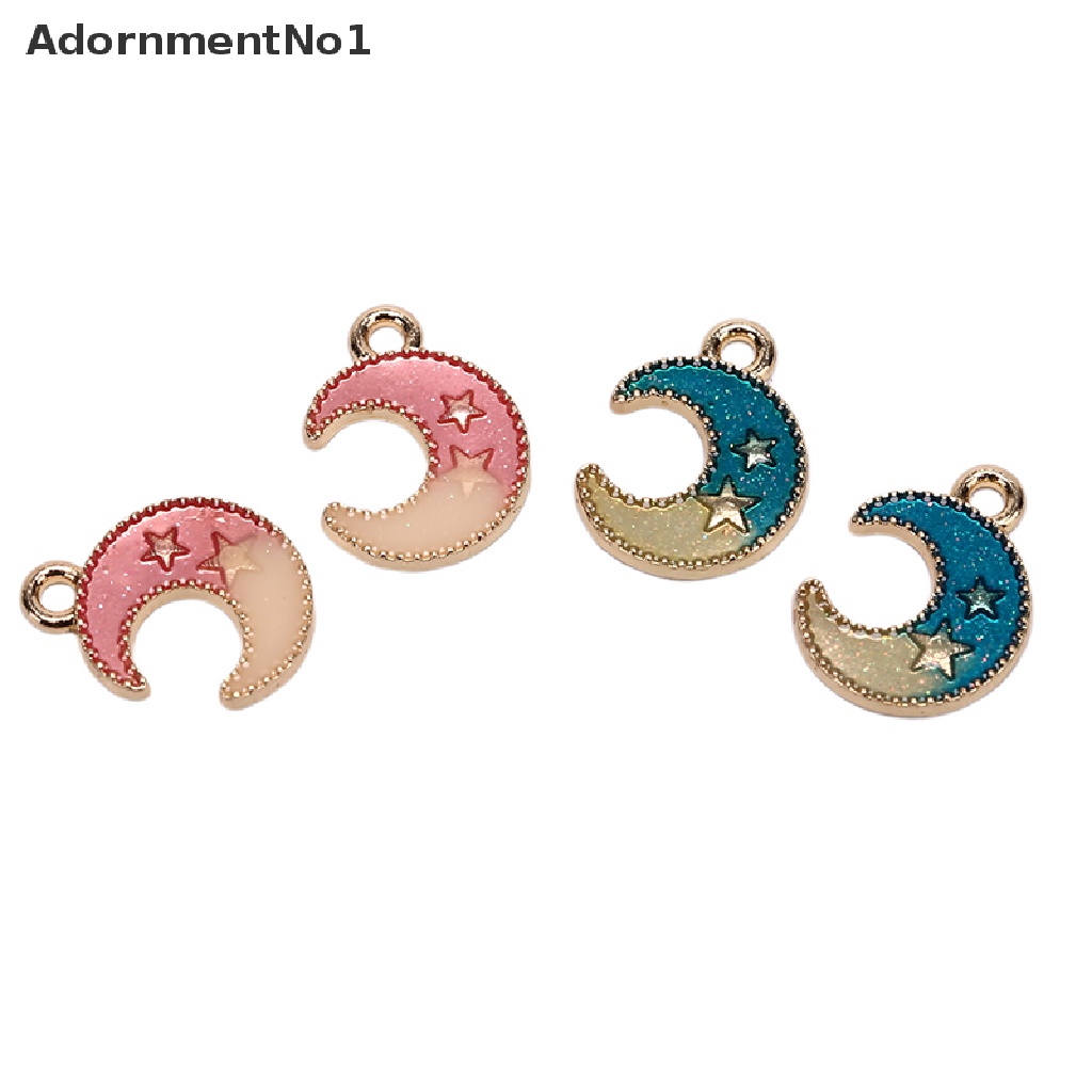 (AdornmentNo1) 10pcs / Set Liontin Enamel Bentuk Bulan / Bintang Untuk Kerajinan Tangan DIY