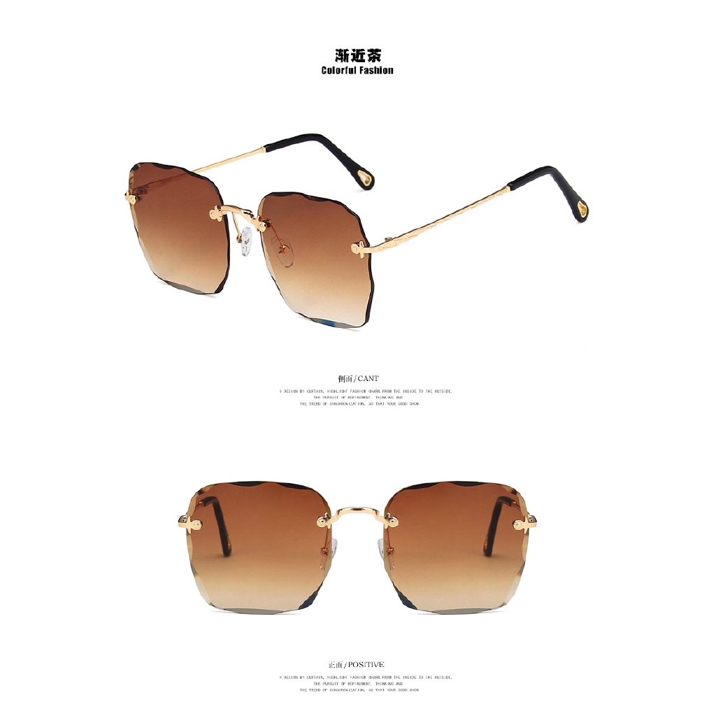 (YUZHU) Tersedia COD Kacamata Hitam Korean Gaya Square Frame Kacamata Wanita Anti UV400 Sunglasses