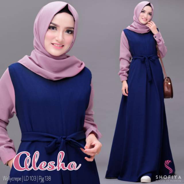 Alesha Dress/Gamis Syar'i/Dress Syar'i/Gamis Maxi/Dress Maxi